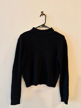 H&M Divided Black Ribbed Mockneck Sweater